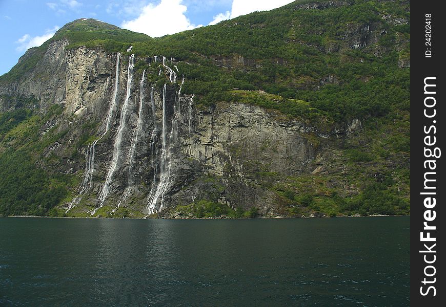 Falls of Geiranger fjord. West of Norway. Falls of Geiranger fjord. West of Norway.