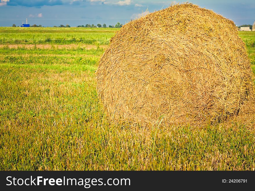 Golden Hay Bales in the countryside on a perfect sunny day. Golden Hay Bales in the countryside on a perfect sunny day