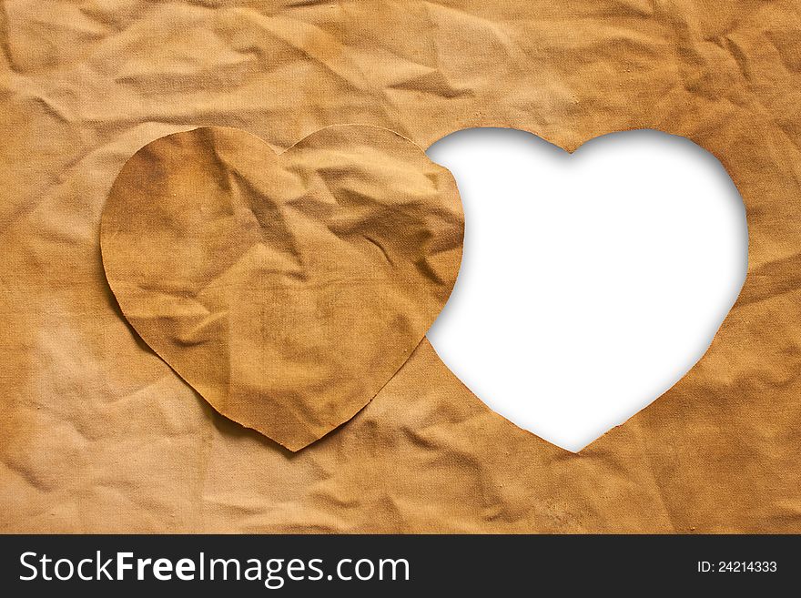 Heart-shaped cloth frame background