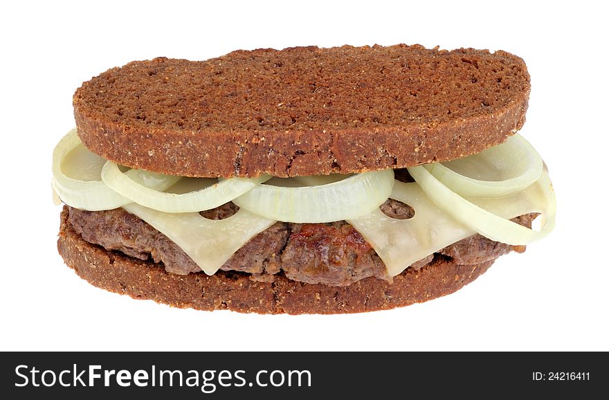 Patty melt sandwich isolated on a white background. Patty melt sandwich isolated on a white background