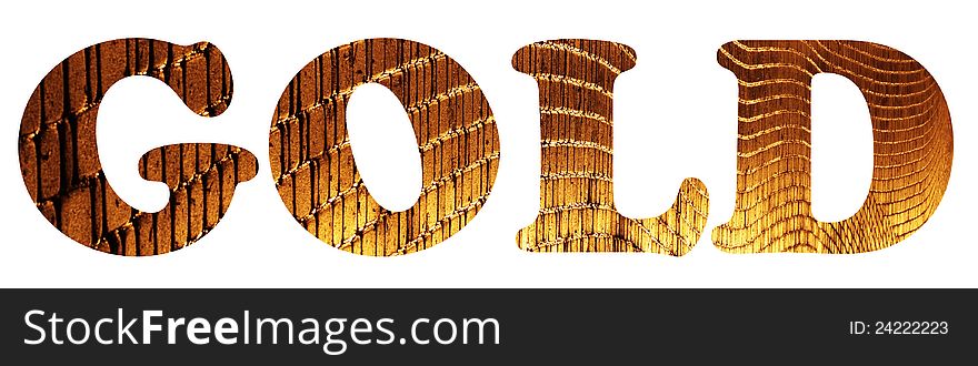 Golden text isolated on white