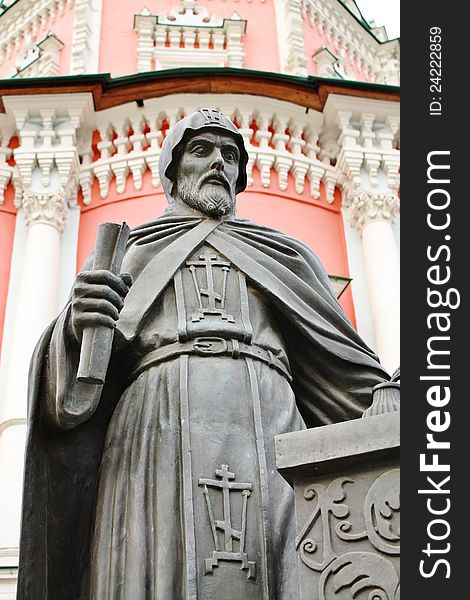 Bronze statue to monks  educators of the Epiphany Monastery in Moscow. Bronze statue to monks  educators of the Epiphany Monastery in Moscow