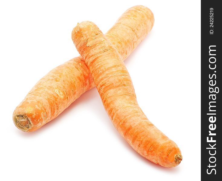 Carrot tubers on white background. Carrot tubers on white background