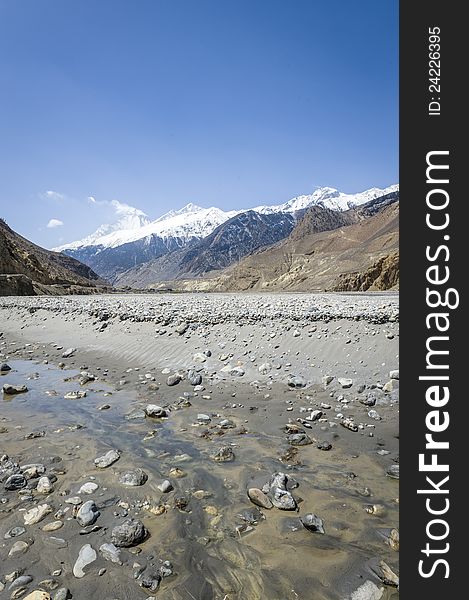 Empty river in Himalaya mountains