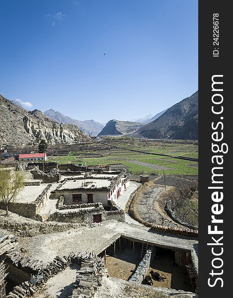 Small village in Himalaya mountains, Nepal