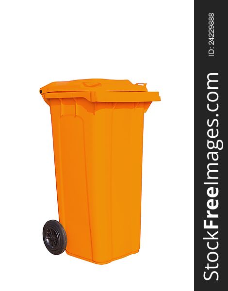 Large orange garbage bin