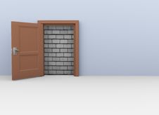 3d Door To No Way Royalty Free Stock Photography