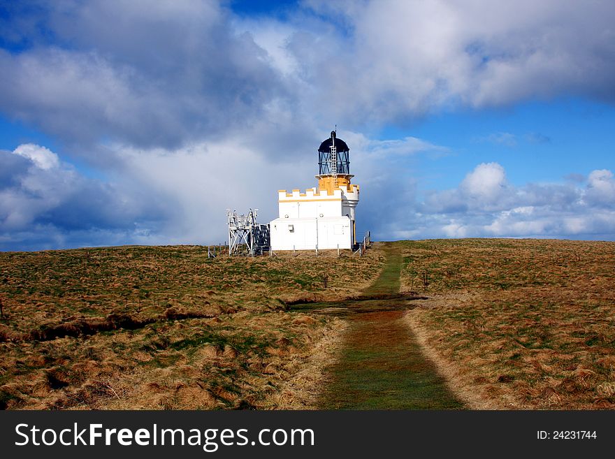 Lighthouse on Brough of Birsay, Orkney, UK. Lighthouse on Brough of Birsay, Orkney, UK