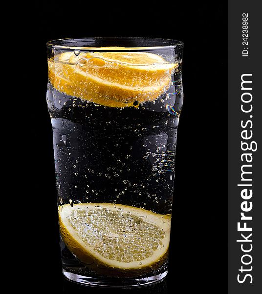 Lemon and water in the glass