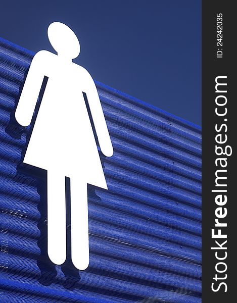 Woman stick figure and blue clear sky