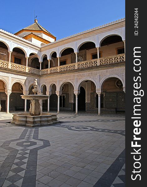 Courtyard with fountain in Pilatos house, Seville