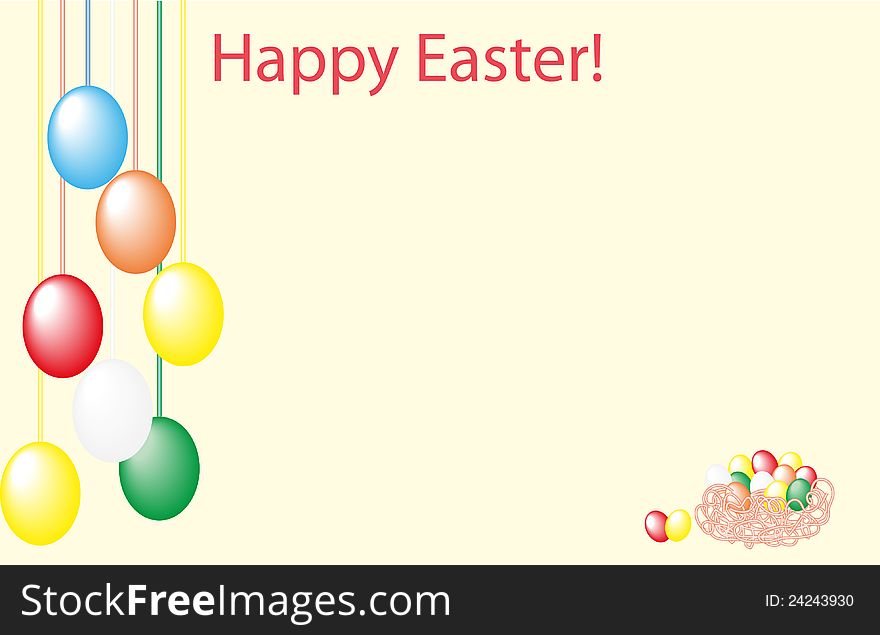 Easter greeting card with eggs. It is  illustration with space for the text.