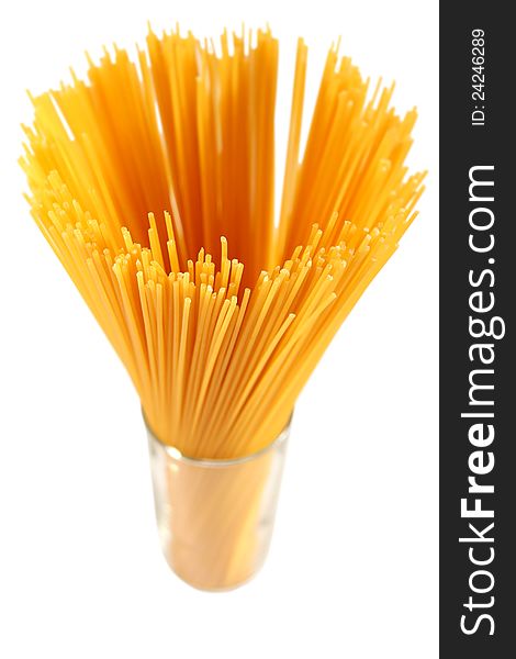 Spaghetti pasta on a white background