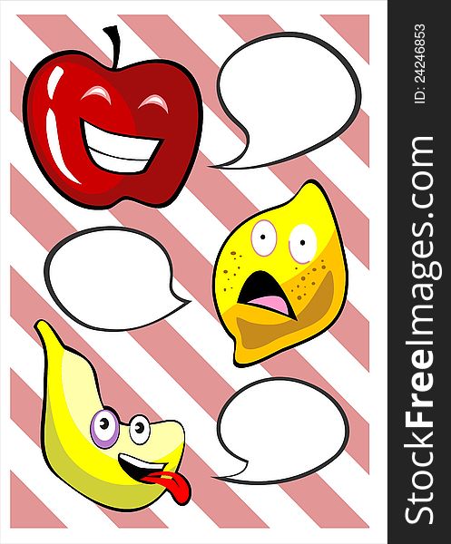 Talking Fruits With Speech Bubbles