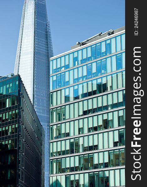 London, a modern glass building. London, a modern glass building