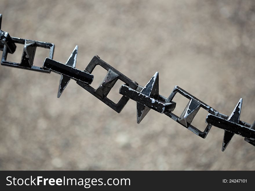 Chain fence in a street