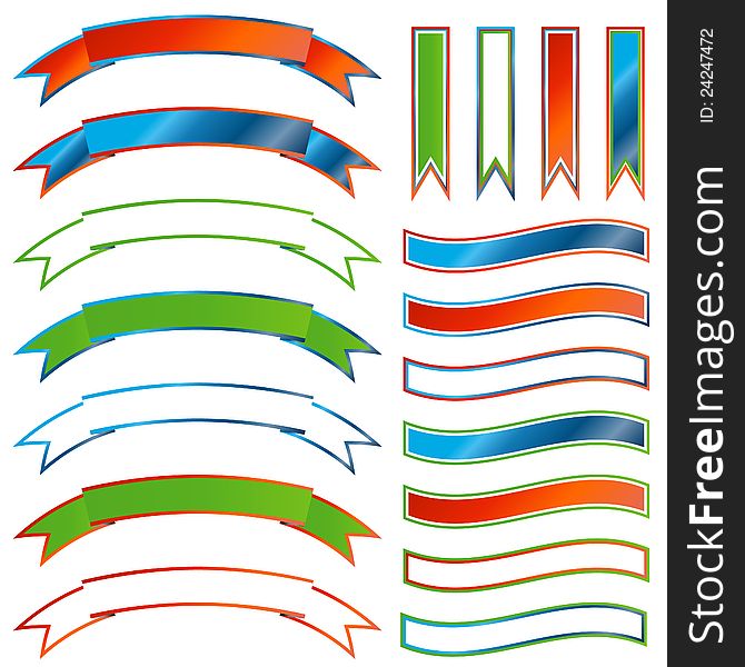 Set of multi-colored ribbons on a white background. Set of multi-colored ribbons on a white background