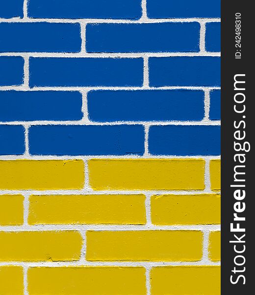 Wall painted with colors of Ukraine flag