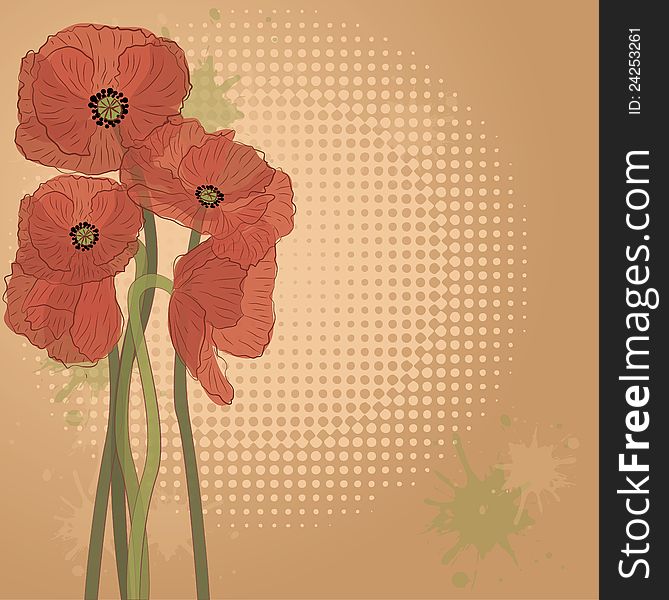 Graphic vector background with flowers. Graphic vector background with flowers