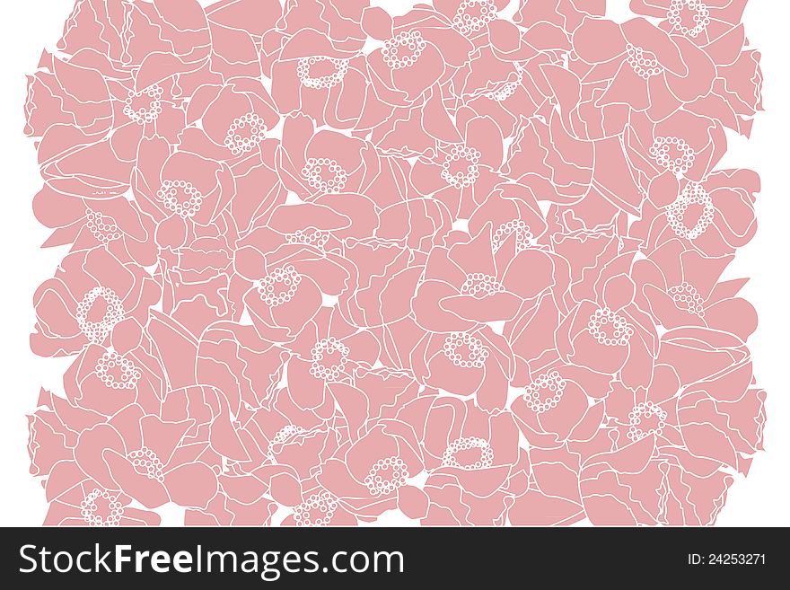 Pink vector botanical background with flowers. Pink vector botanical background with flowers