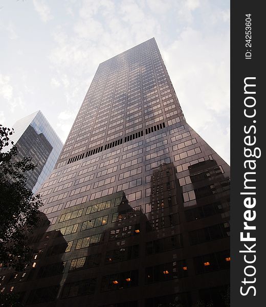 Picture of the buildings (with reflection) in Manhattan, New York. Picture of the buildings (with reflection) in Manhattan, New York