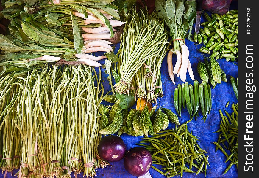 Green vegetables in the market