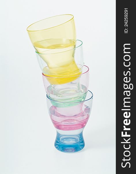 Plastic cups overlapped in studio