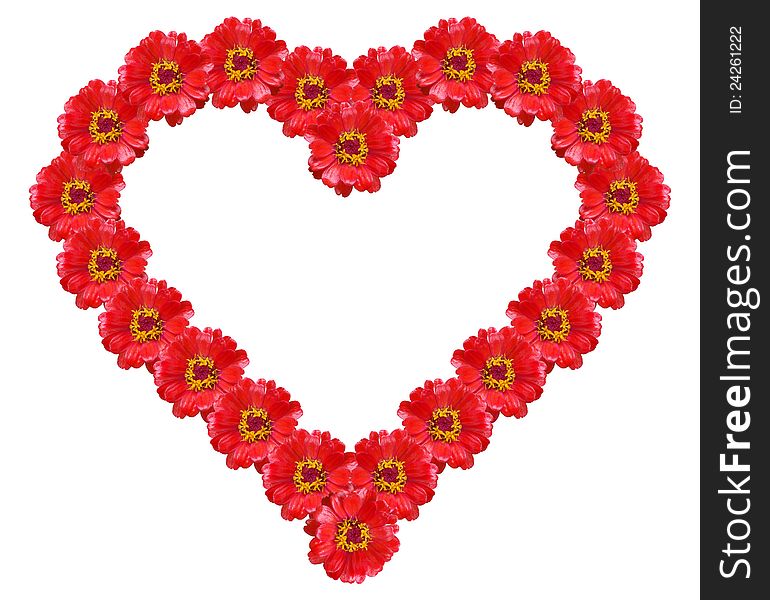 Stylised heart from red flowers. Stylised heart from red flowers