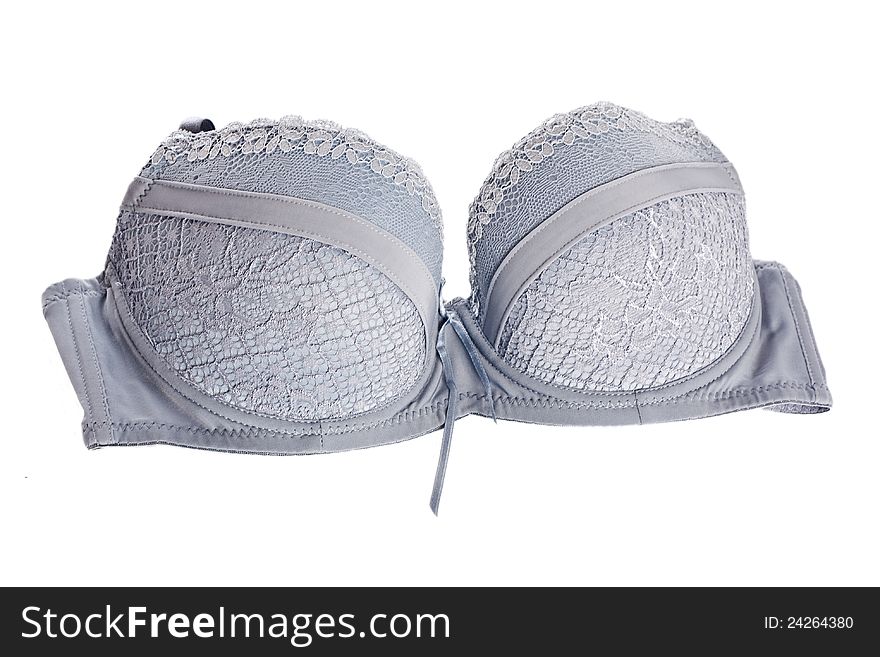Gray bra with pattern in the manner of flower isolated on white