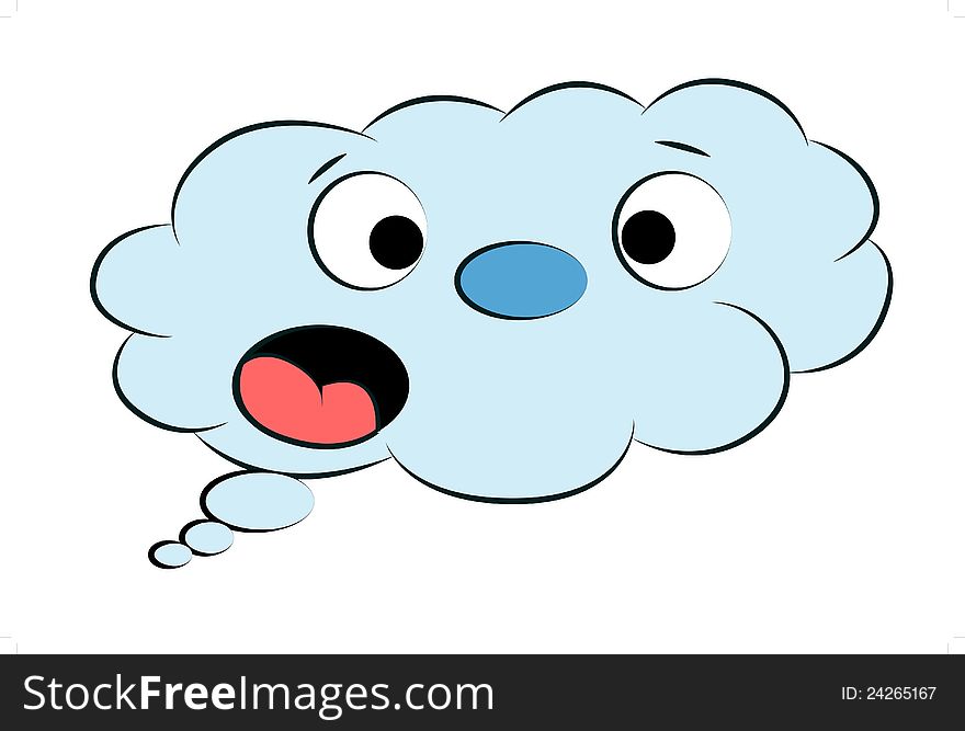 Blue funny cloud surprised. Cartoon. Blue funny cloud surprised. Cartoon