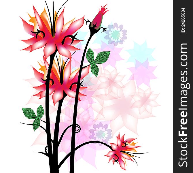 Illustration drawing of floral background. Illustration drawing of floral background