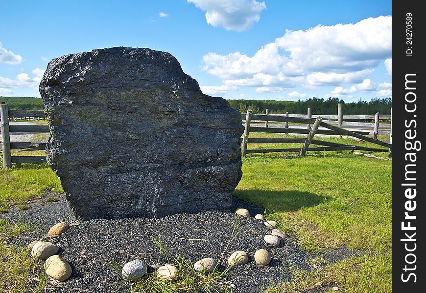 A huge hunk of anthracite coal on display in Eckley Miners Village in the Pocono Mountains of Pennsylvania.