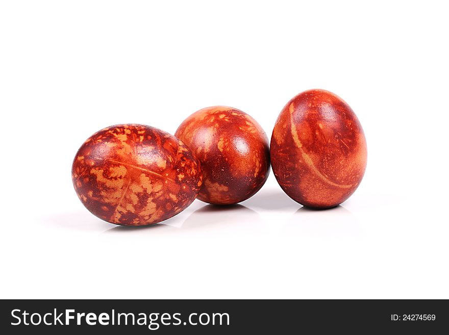 Three easter eggs isolated on whit