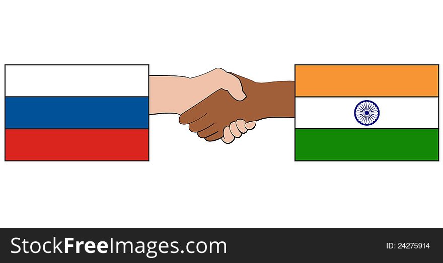 Vector illustration of partnership between Russian Federation and India