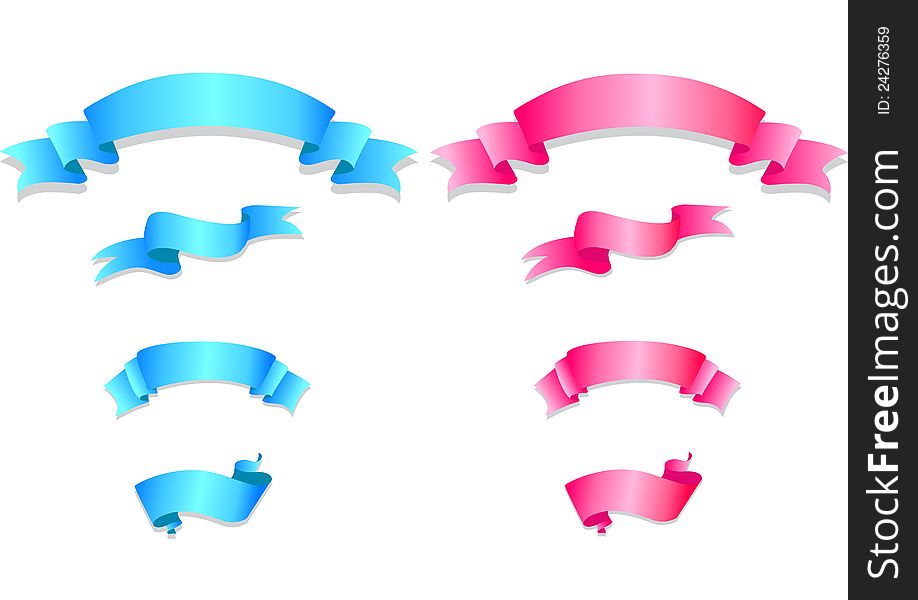 Set of pink and blue ribbons. Vector illustration EPS8
