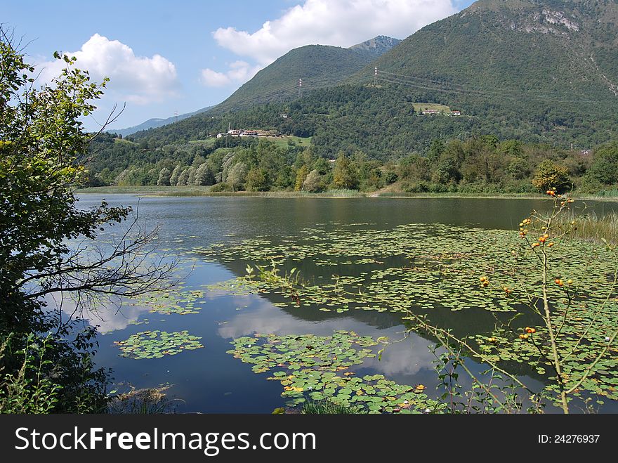 Gaiano lake northern Italy, bergamo country, glacial origin