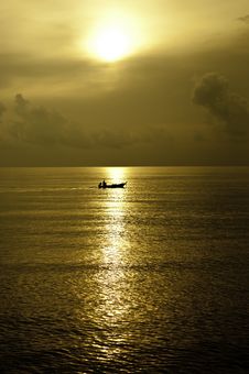 Tiny Boat In The Ocean Stock Image Tiny Boat In The Ocean Stock Image