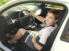 Portrait Of Happy Woman In Car Royalty Free Stock Photos Portrait Of Happy Woman In Car Royalty Free Stock Photos
