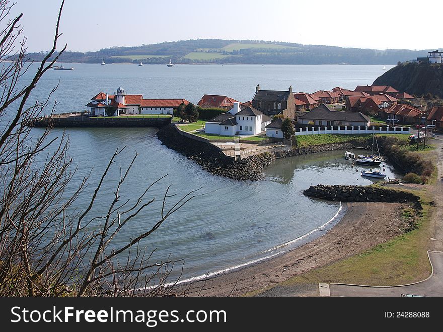 A view over the small harbour at North Queensferry from the coastal path