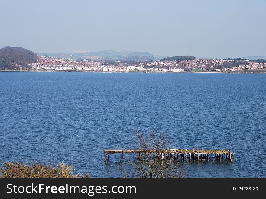 A view across the river forth to the new housing development of St Davids bay. A view across the river forth to the new housing development of St Davids bay