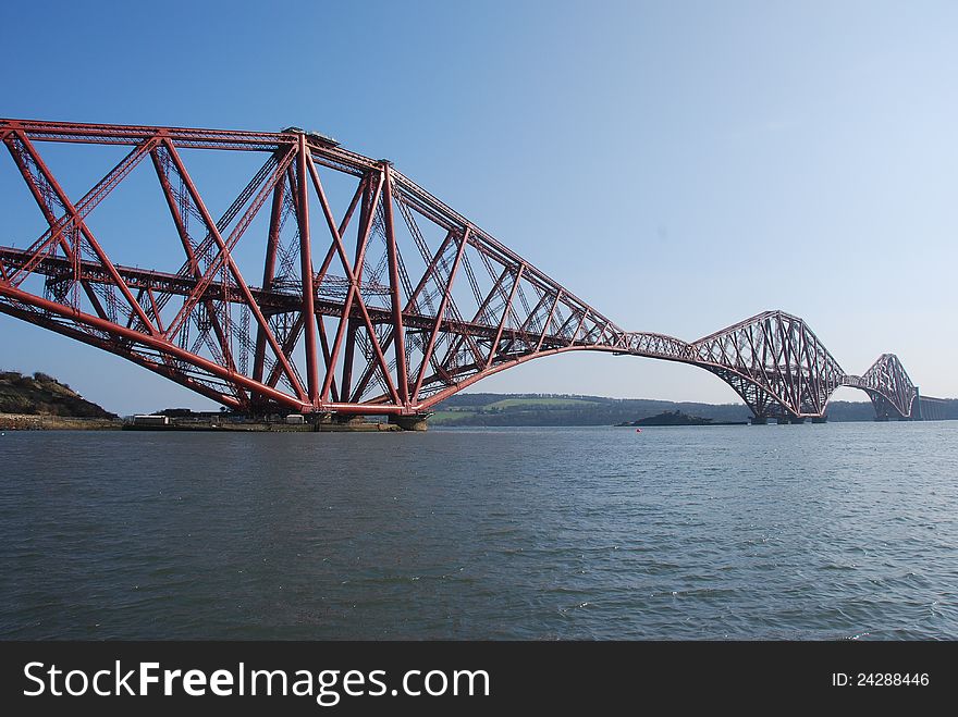 A view of the monumental Forth Rail bridge at North Queensferry