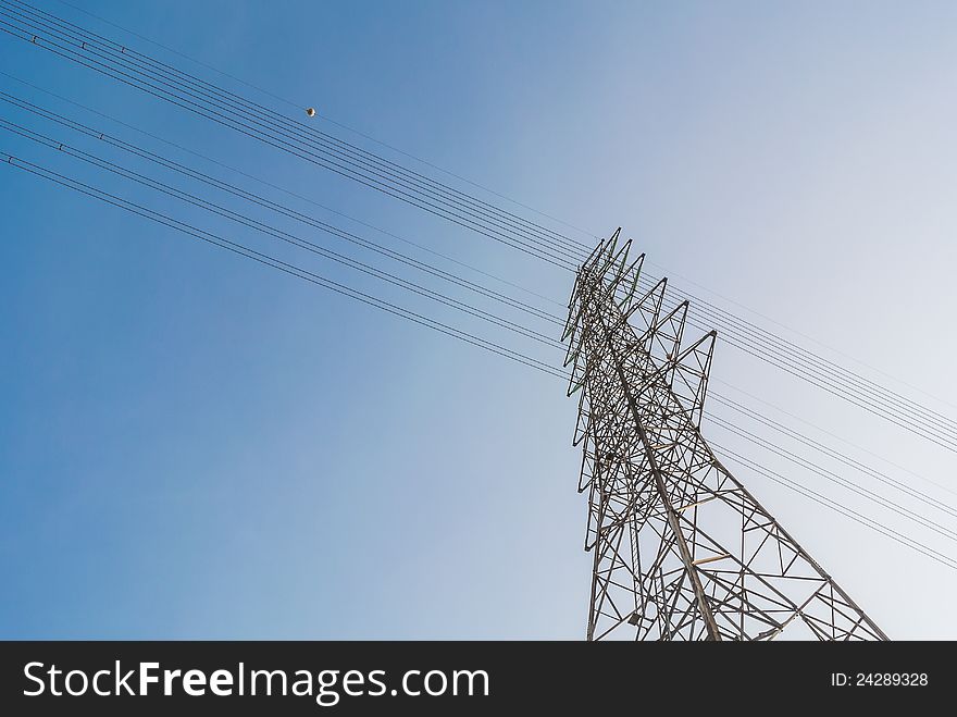 High voltage pole and wire