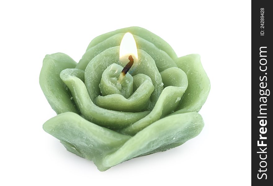 Handmade wax green candle