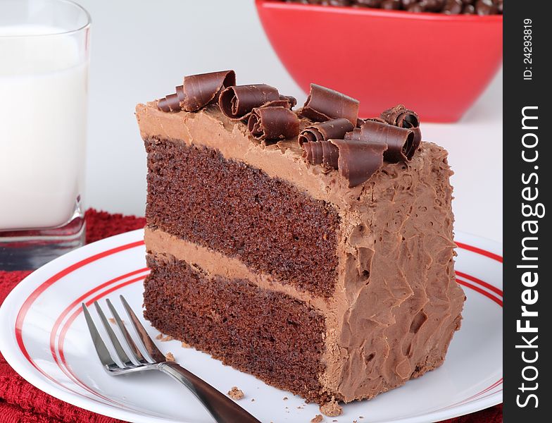 Chocolate Cake and Glass of Milk