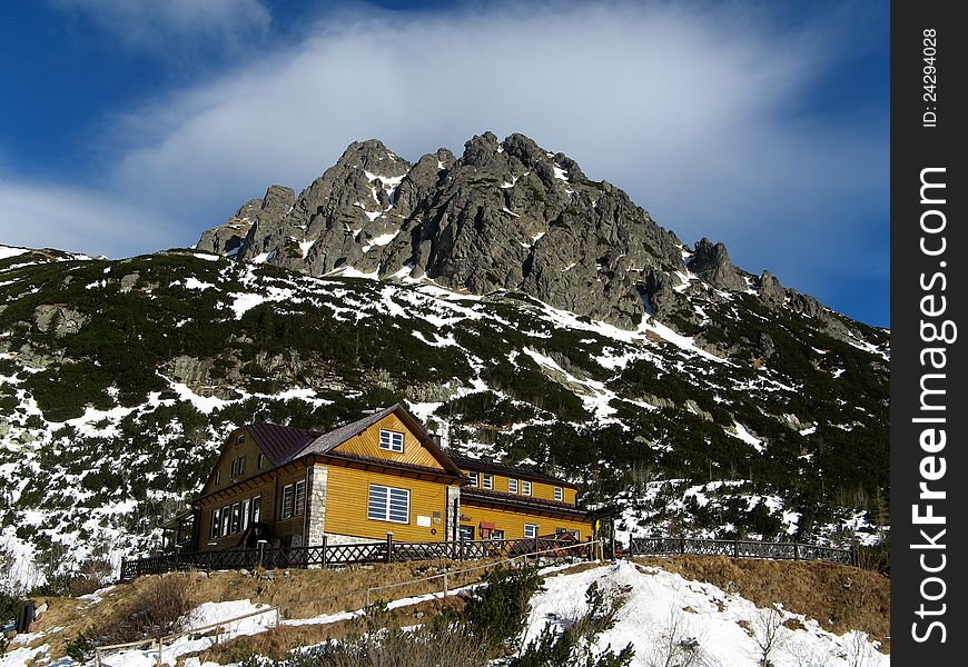 Mountain cottage in spring, High Tatras, Slovakia