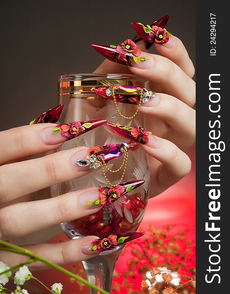 Manicure Of Beautiful Hands With A Glass - Free Stock Images & Photos -  24294217 