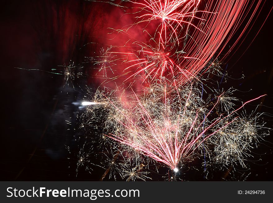 Mixed firework on new yearÂ´s eve