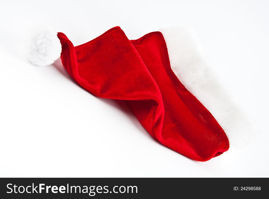 Santa claus hat over white background. Santa claus hat over white background