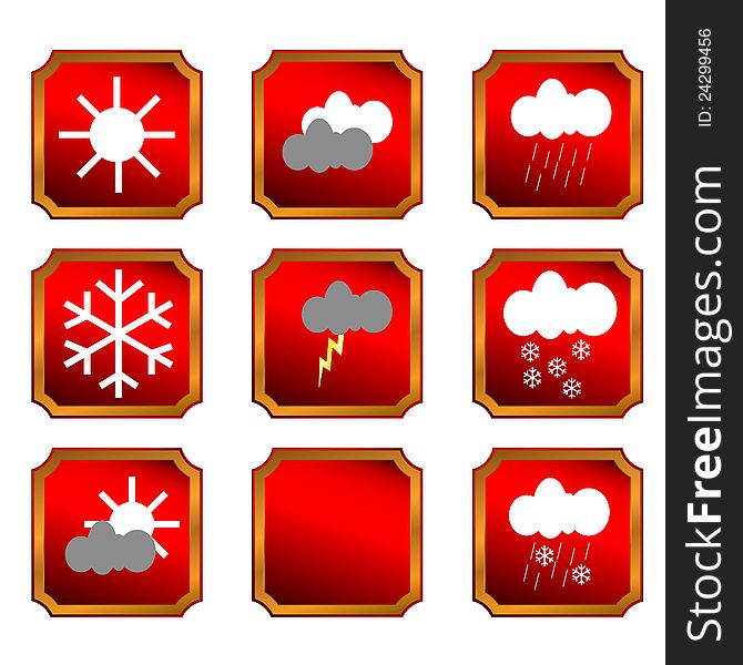 Eight different buttons of weather and one template. Eight different buttons of weather and one template