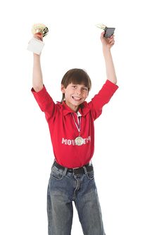 Boy Winning In Competition Stock Photography Boy Winning In Competition Stock Photography
